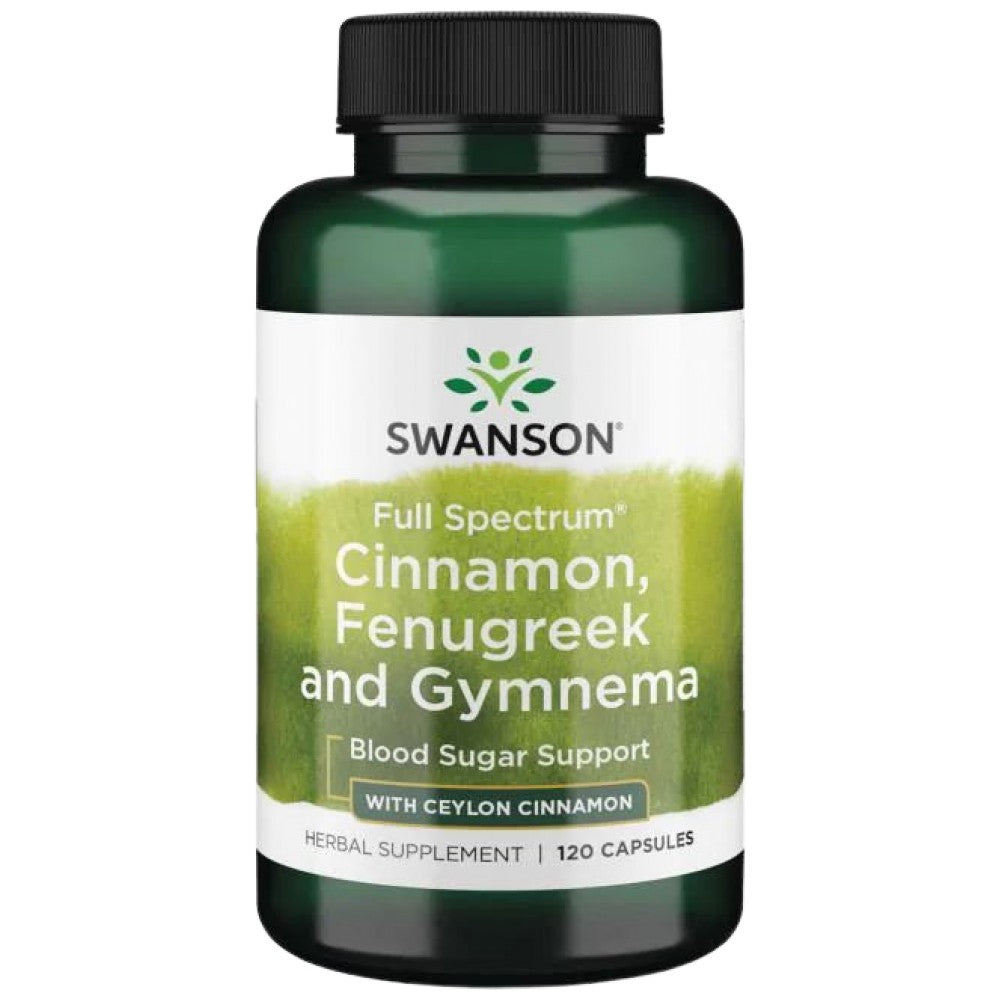 SWANSON Full Spectrum Cinnamon, Fenugreek & Gymnema - Канела, сминдух и гимнема за кръвна захар