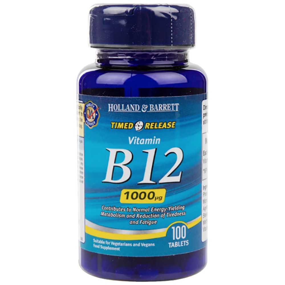 Holland And Barrett Vitamin B12 Cyanocobalamin 1000 mcg Timed Release - Витамин Б12 с бавно освобождаване