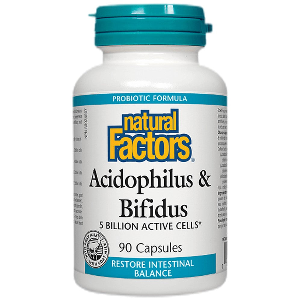 Natural Factors Acidophilus & Bifidus 5 Billion Active Cells - Пробиотик 5 млрд. клетки