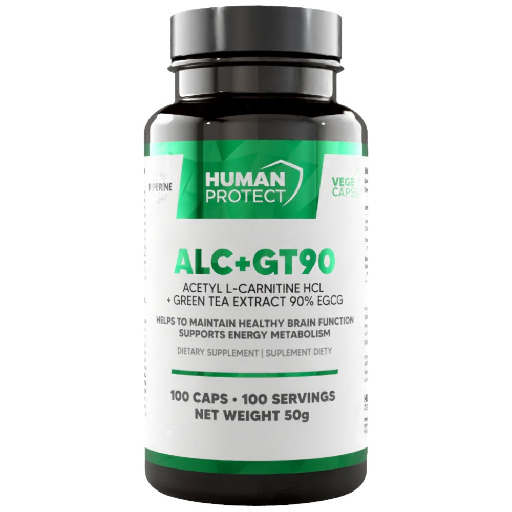 Human Protect ALC + GT90 Acetyl L-Carnitine & Green Tea Extract with 90% EGCG - Ацетил карнитин със зелен чай