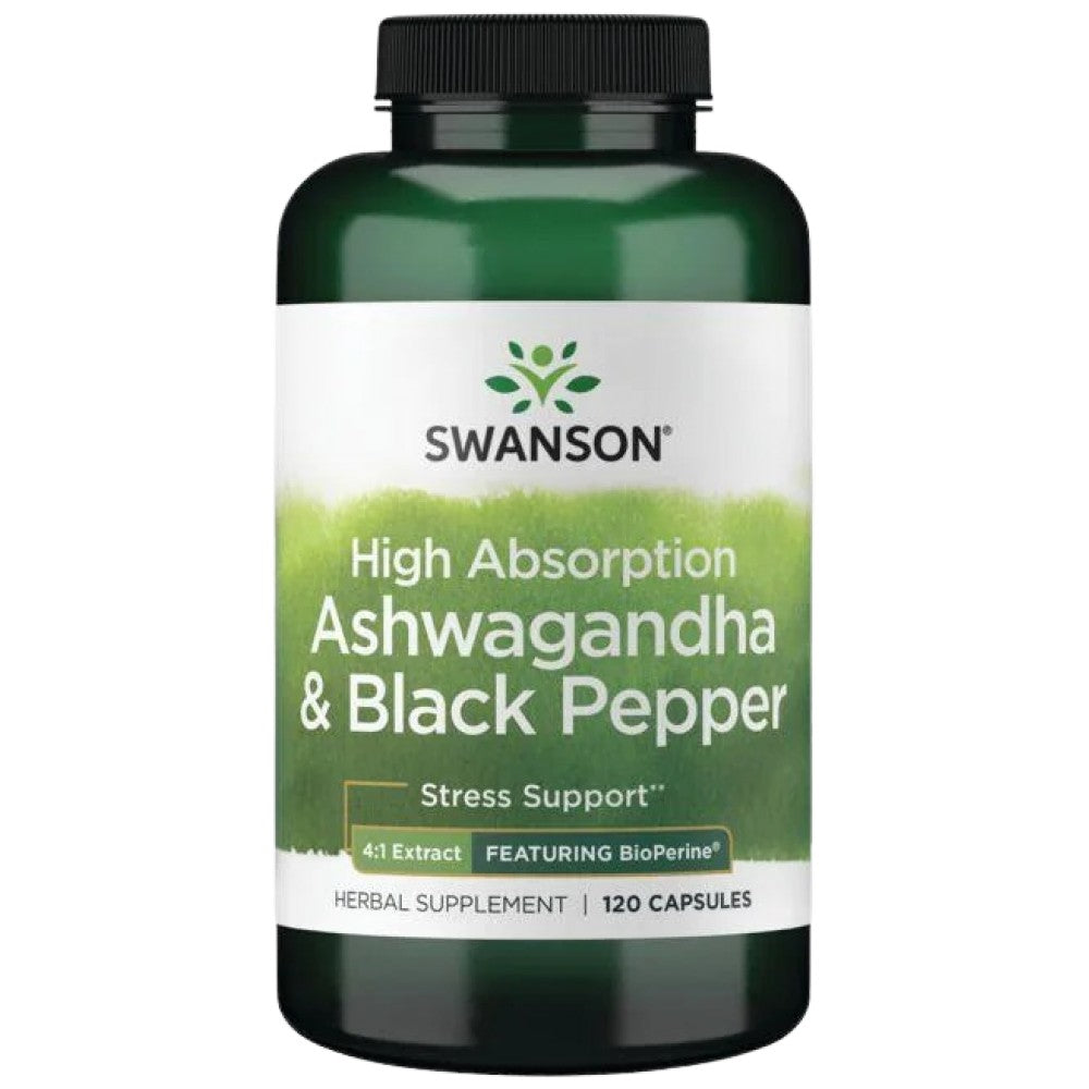 SWANSON High Absorption Ashwagandha & Black Pepper - Ашваганда с черен пипер