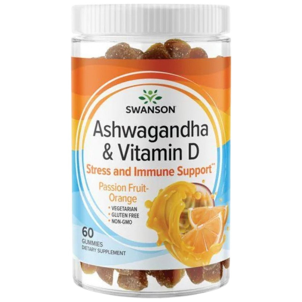 SWANSON Ashwagandha Gummies with Vitamin D - Ашваганда гъми с Витамин Д