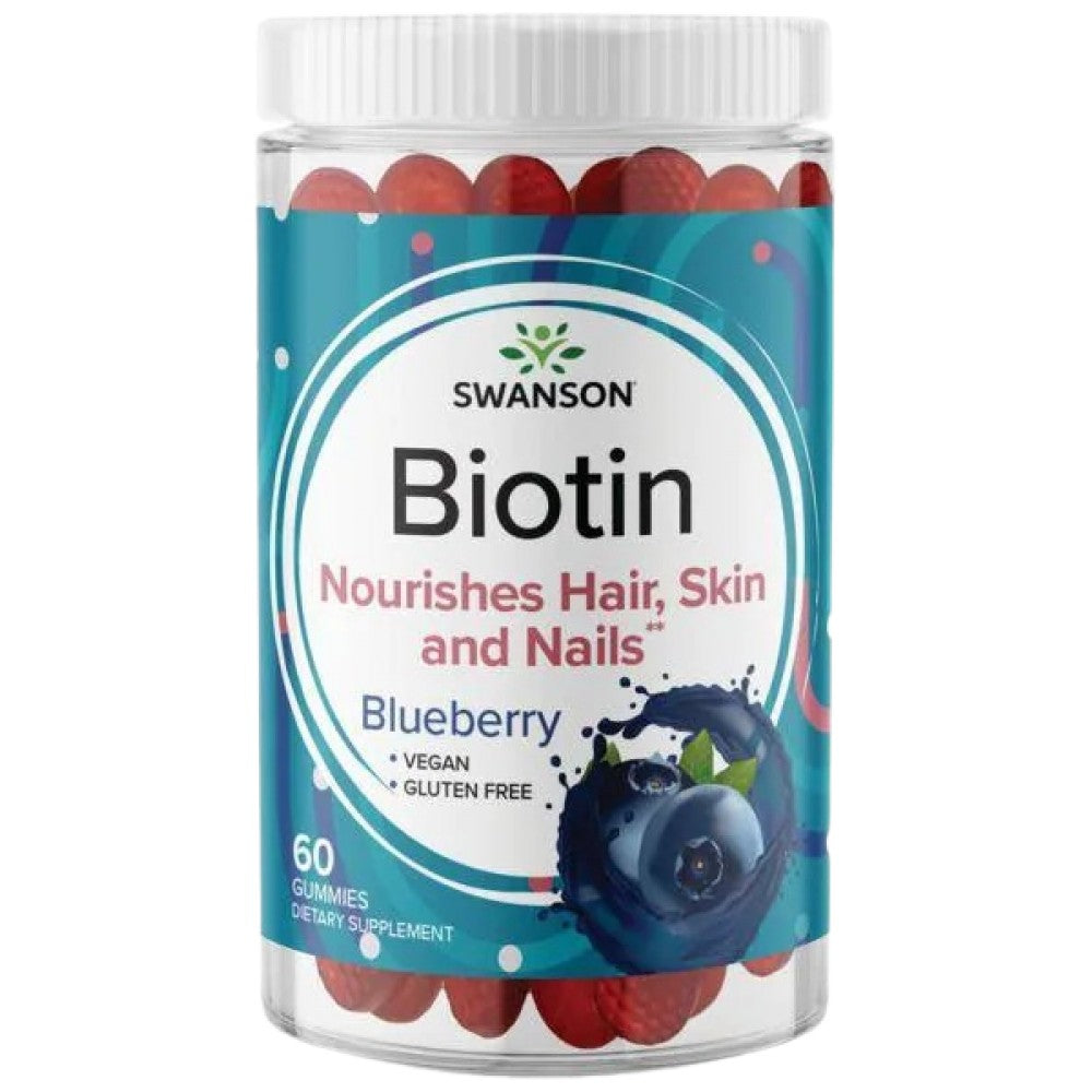 SWANSON Biotin Gummies 5 000 mcg Blueberry - Биотин гъми 5000 mcg