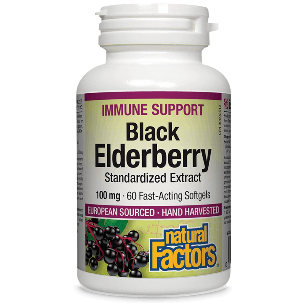 Natural Factors Black Elderberry Standardized Extract 100 mg - Черен бъз екстракт 100 mg