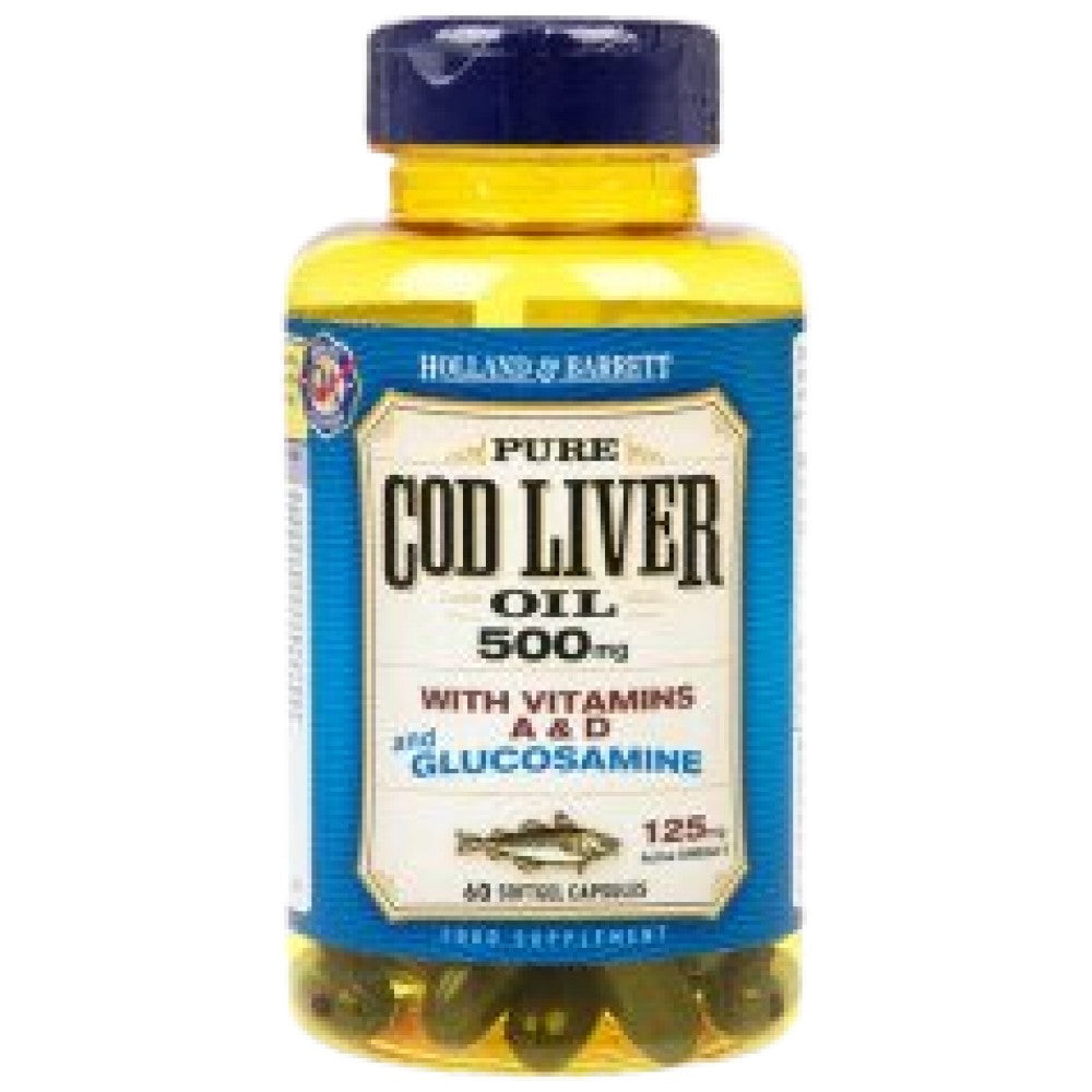 Holland And Barrett Cod Liver Oil 500 mg With Glucosamine - Масло от черен дроб на треска с глюкозамин