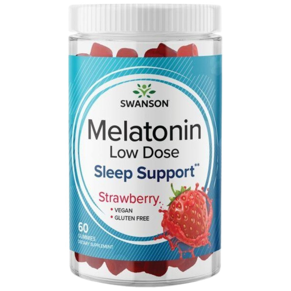 SWANSON Melatonin Low Dose Gummies 1 mg Strawberry - Мелатонин гъми 1 mg