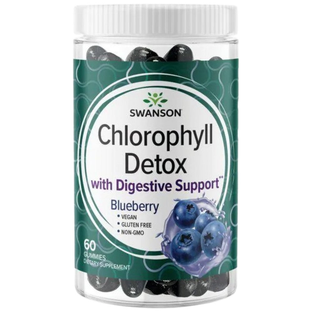 SWANSON Chlorophyll Detox Gummies Blueberry - Хлорофил гъми за детокс