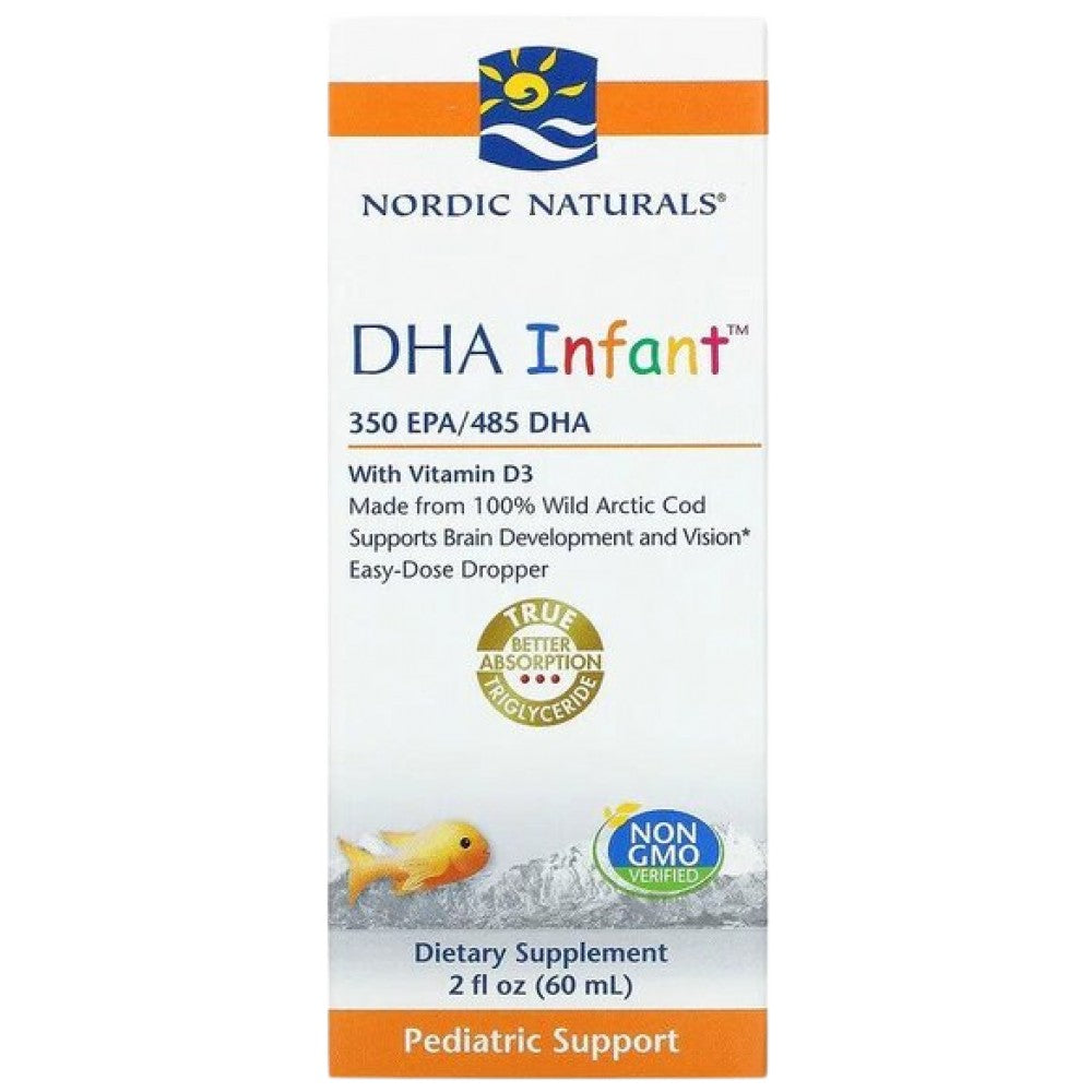 Nordic Naturals DHA Infant 350 mg EPA 485 mg DHA - Рибено масло за бебета с DHA