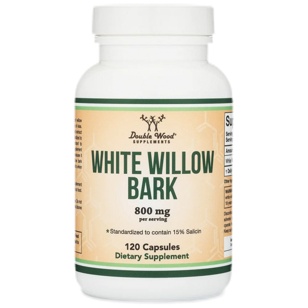 Double Wood Supplements White Willow Bark 400 mg 15% Salicin - Кора от бяла върба 400 mg