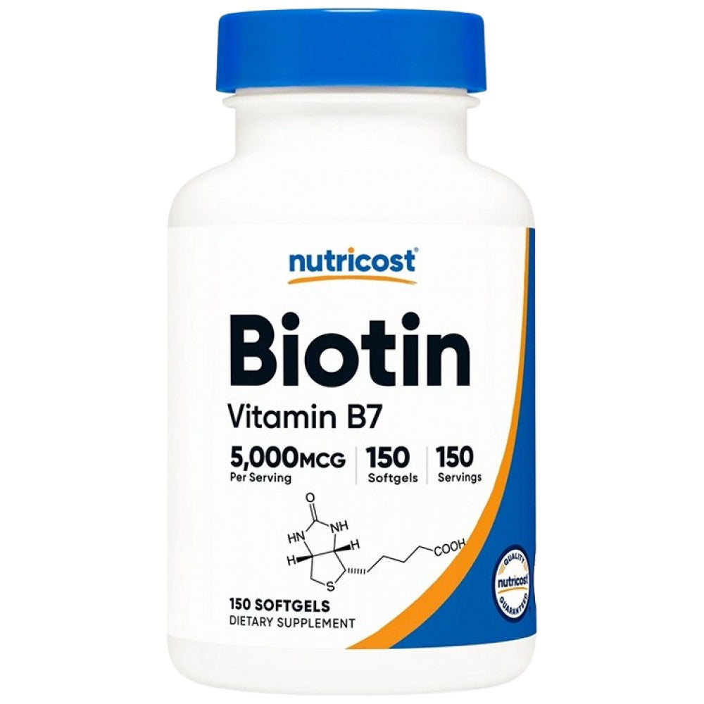 Nutricost Biotin 5000 mcg with Coconut Oil Softgels - Биотин 5000 mcg с кокосово масло