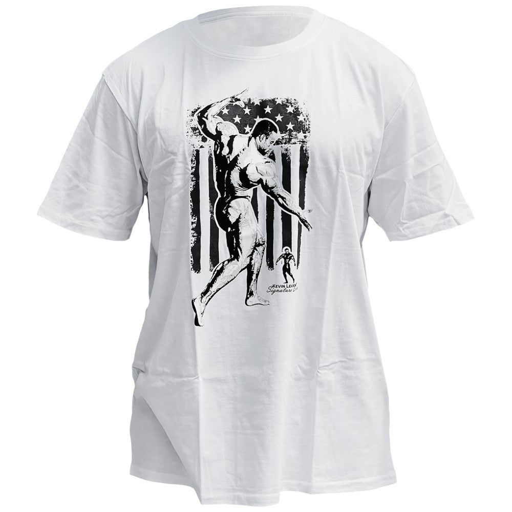 Kevin Levrone T-Shirt USA Flag White - Мъжка тениска бяла