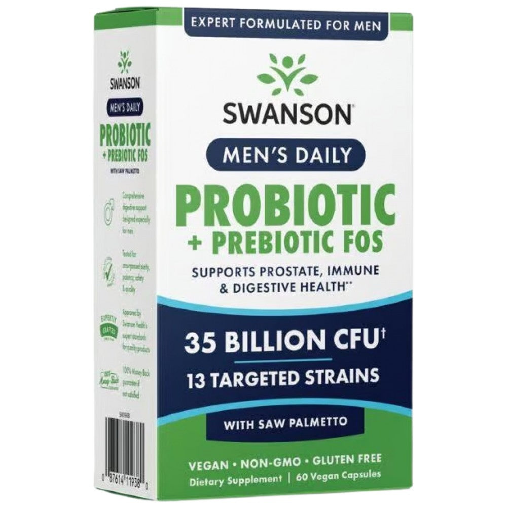 SWANSON Men's Daily Probiotic + Prebiotic FOS - Пробиотик за мъже с пребиотик