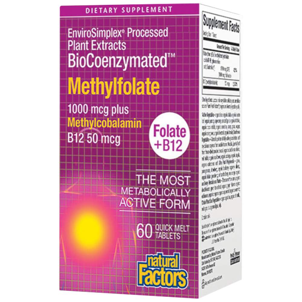 Natural Factors Methylfolate 1000 mcg Plus B12 - Метилфолат с Б12