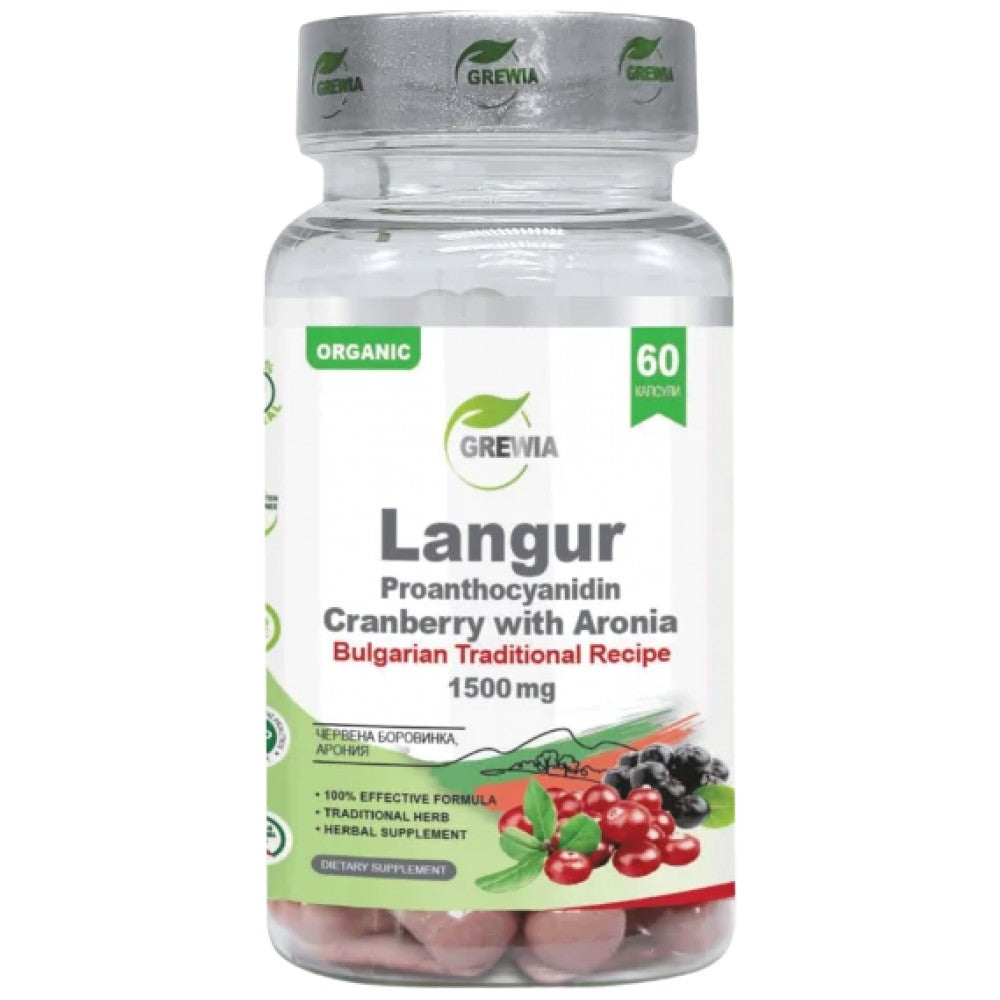 Grewia LANGUR Cranberry with Aronia 1500 mg - Червена боровинка с арония 1500 mg