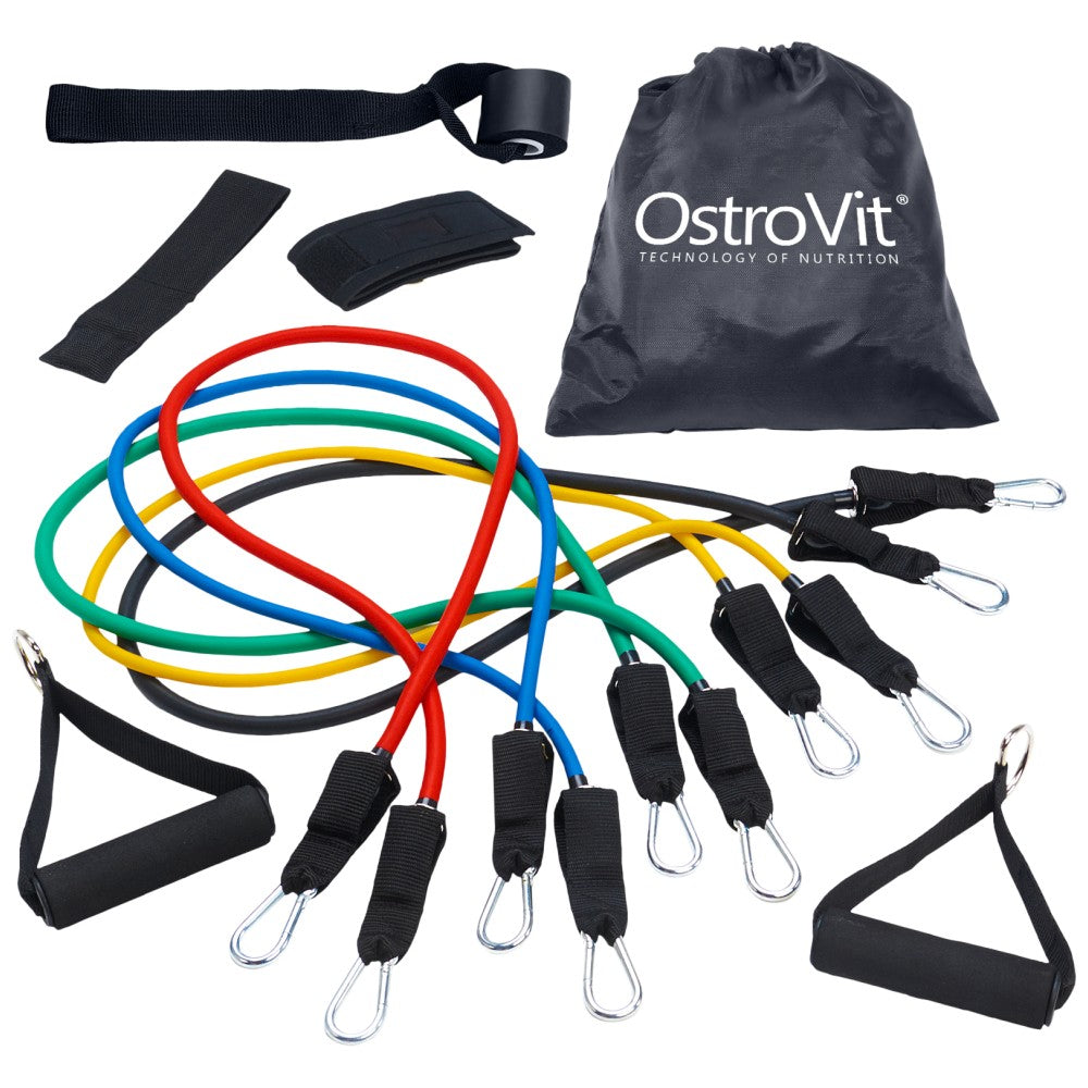 OstroVit Тренировъчен комплект ластици 11 части Resistance Band Set - Комплект ластици 11 части