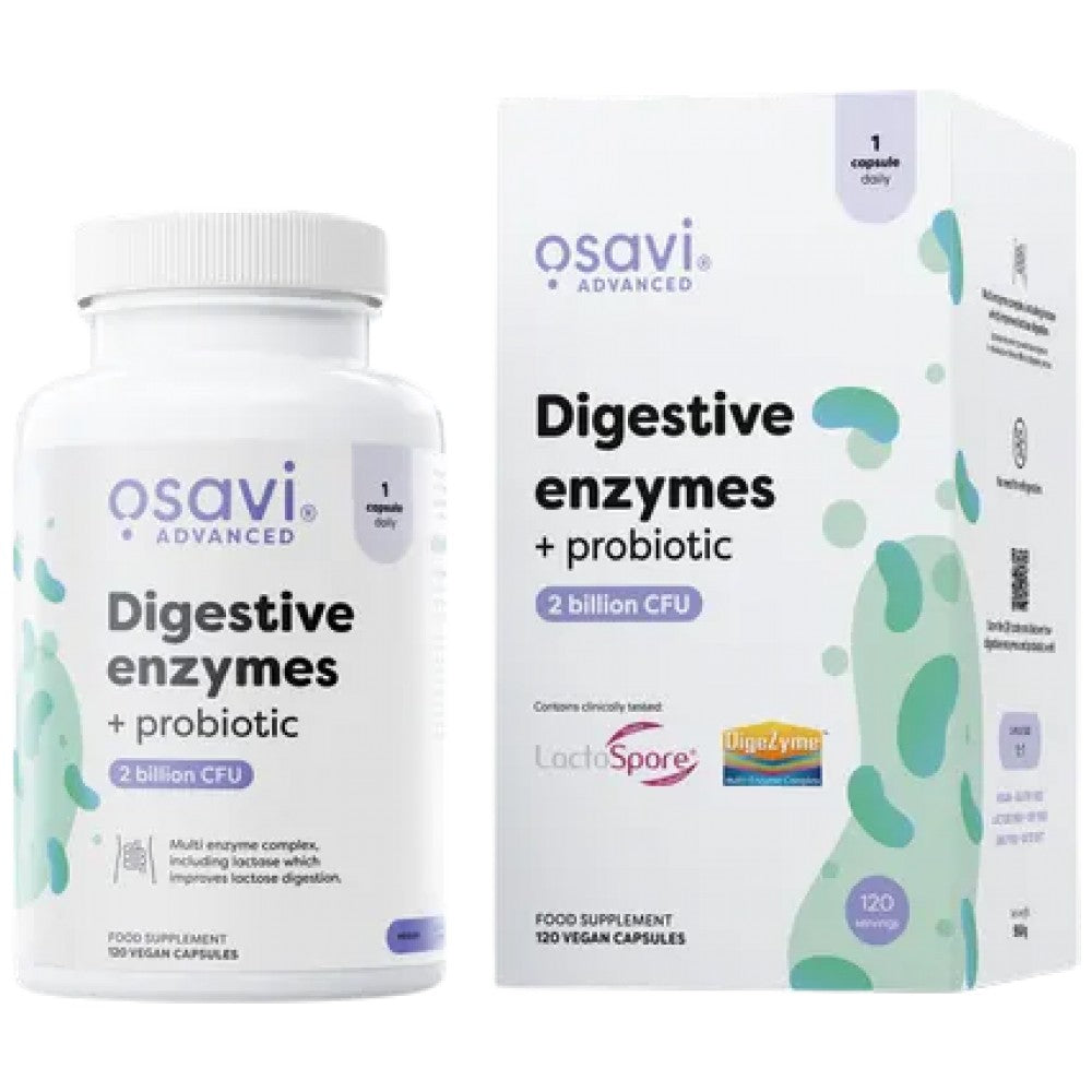 Osavi Digestive Enzymes + Probiotic Digezyme + LactoSpore - Ензими с пробиотик