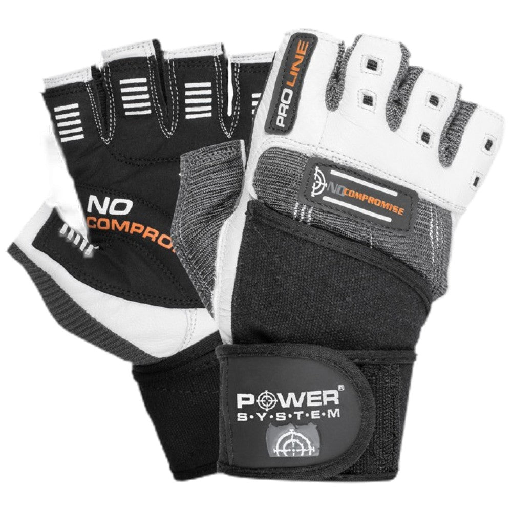 Power System Training Gloves with Wristwraps No Compromise White / Grey - Тренировъчни ръкавици с накитници