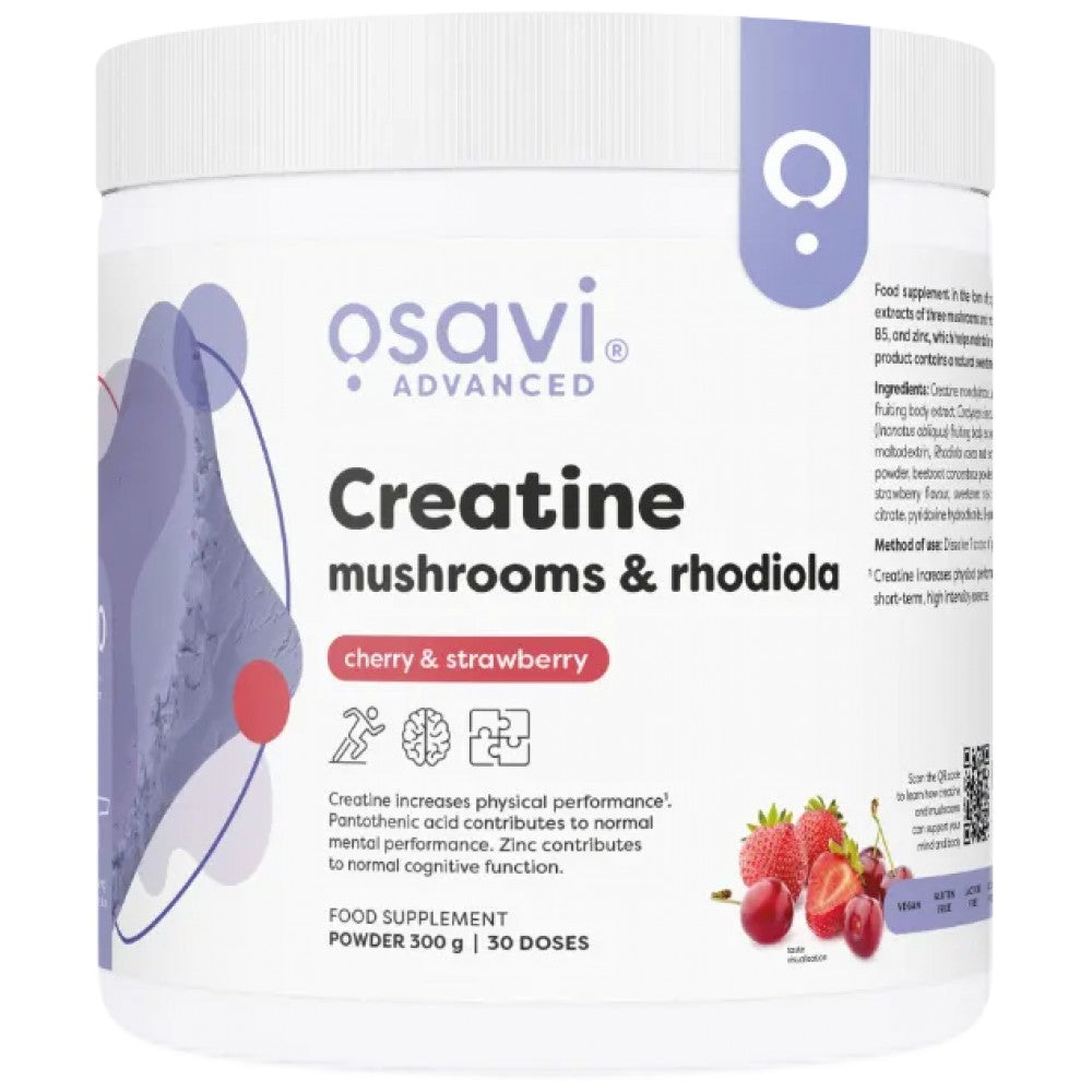 Osavi Creatine Monohydrate, Mushrooms & Rhodiola - Креатин с гъби и родиола