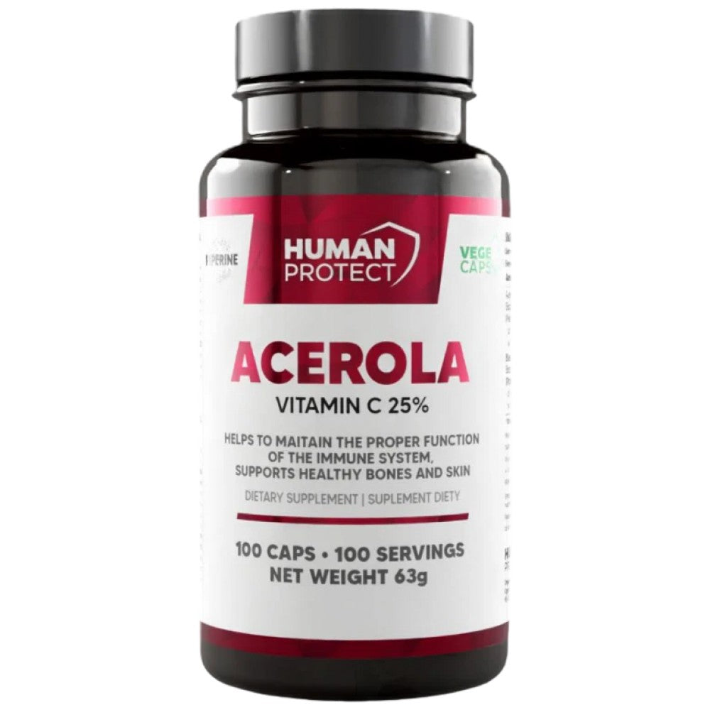 Human Protect Acerola 500 mg Natural Source of Vitamin C - Ацерола 500 mg натурален Витамин Ц