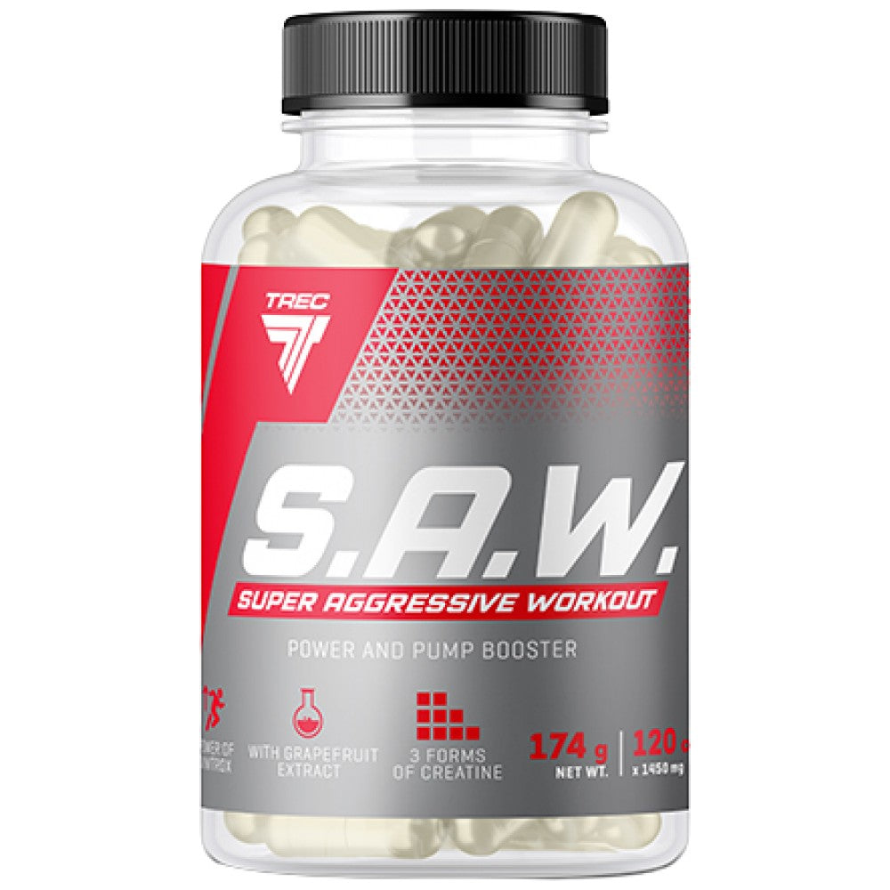 Trec Nutrition S.A.W. Caps Super Aggressive Pre-Workout - Азотен бустер капсули