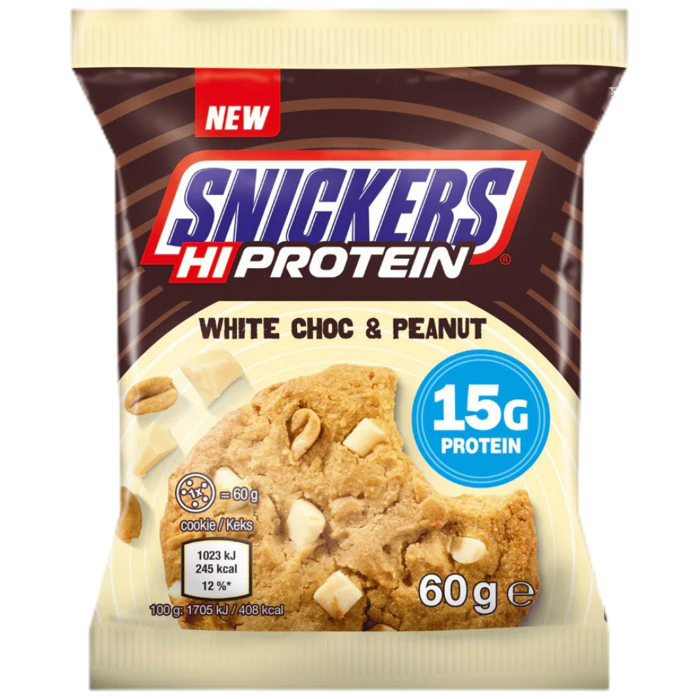 Snickers High Protein Cookie White Chocolate & Peanut - Протеинова бисквита Snickers бял шоколад