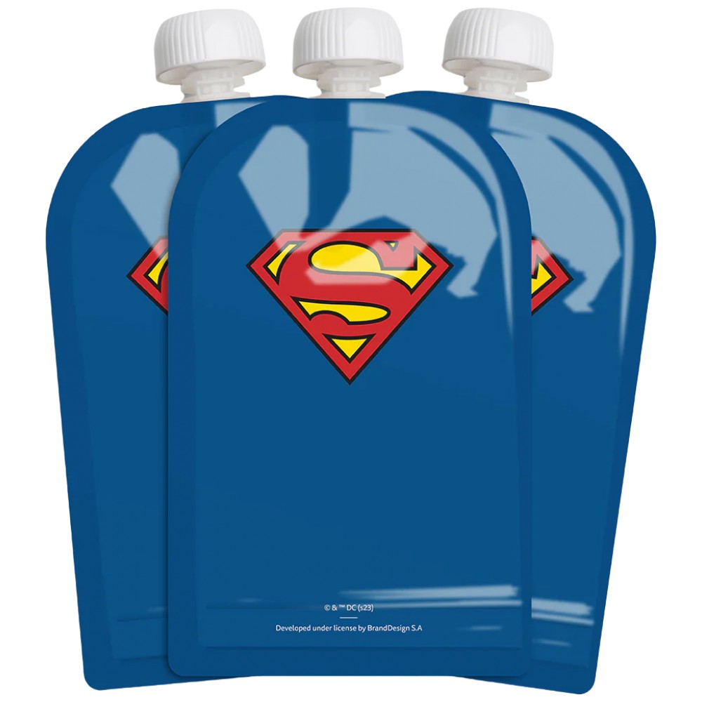 Herobility Squeeze Bag 180 ml Superman - Меко пликче за храна Superman 180 ml