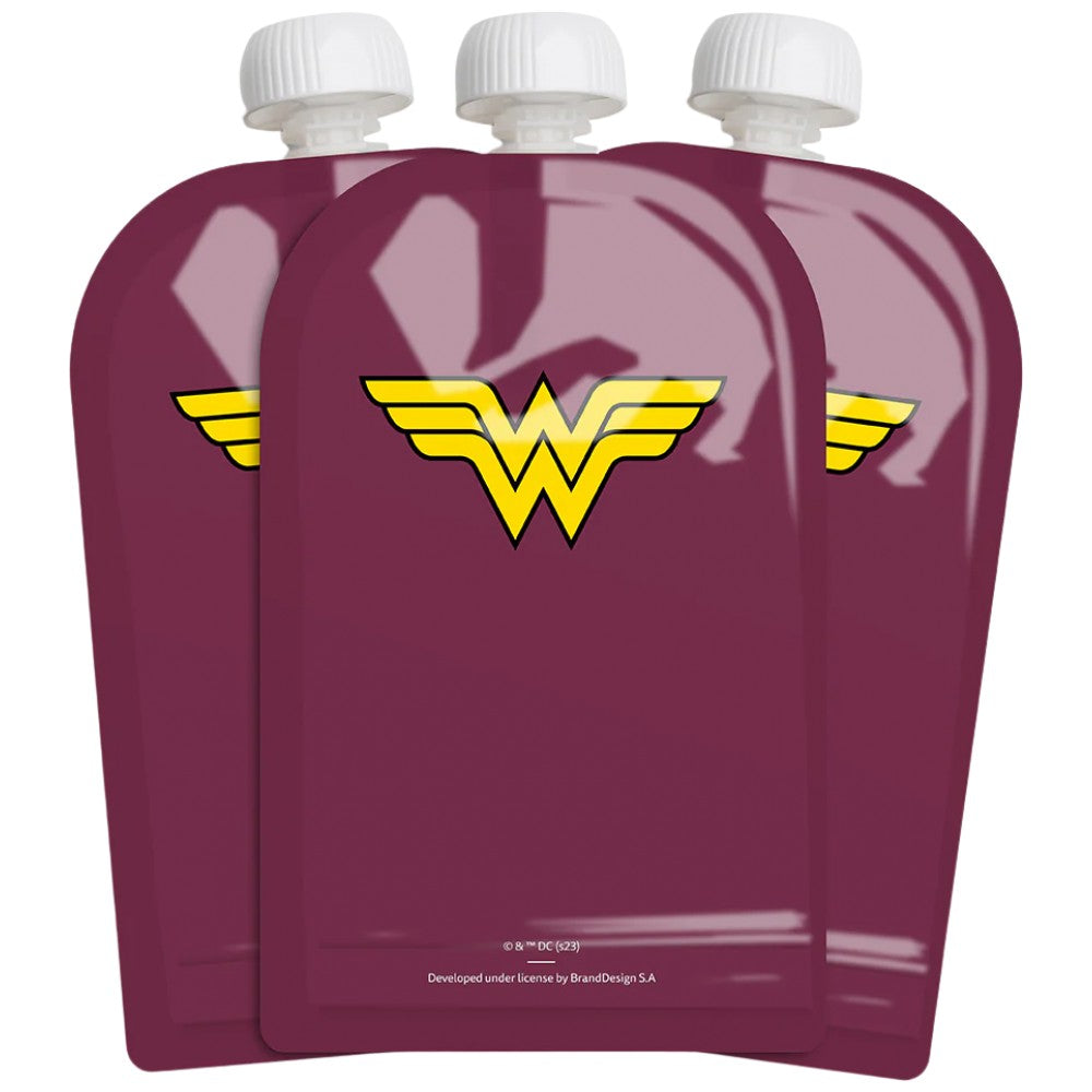 Herobility Squeeze Bag 180 ml Wonder Woman - Меко пликче за храна Wonder Woman 180 ml