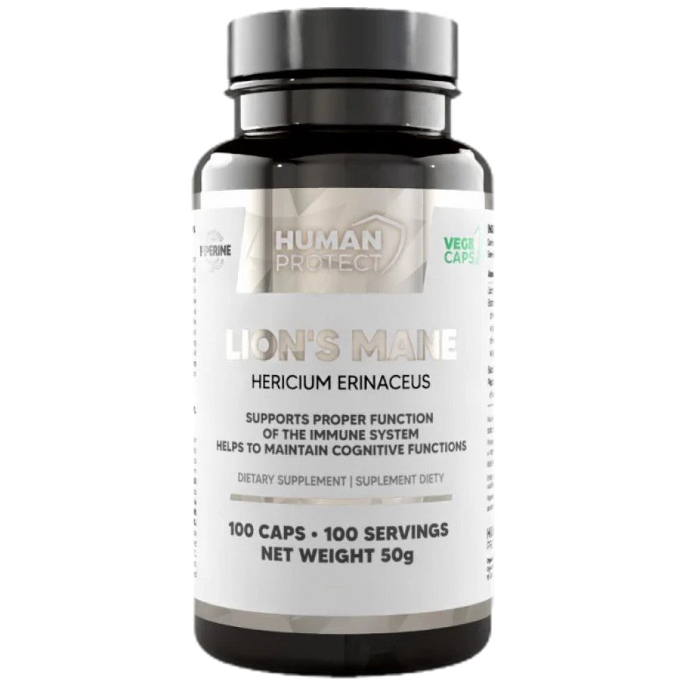 Human Protect Lion's Mane 400 mg with 20% Beta-Glucans - Лъвска грива 400 mg с бета-глюкани