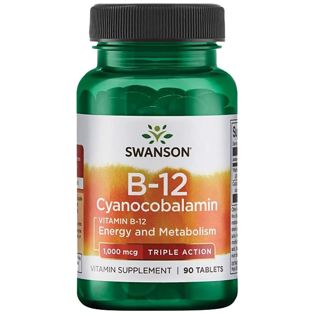 SWANSON Triple Action B-12 1000 mcg - Витамин Б12 троен комплекс 1000 mcg